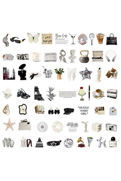 Choice 50-Pack 50-Pack Luxury Black-White Waterproof Stickers for Luggage Cup...