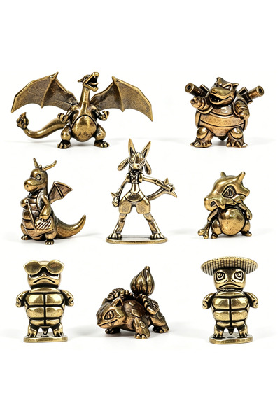 Choice9 Silver Pokémon Brass Figure Charizard Blastoise Dragonite Bulbasaur R...