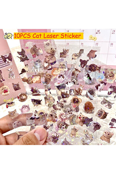Choice Bandai 10PCS 10PCS Cartoon Cat Stickers Funny MEME High-value Double-t...