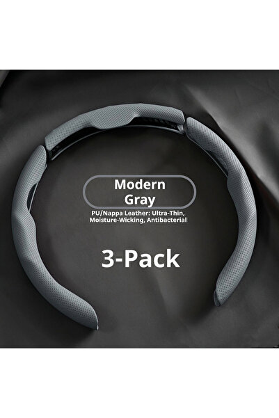 Choice7 grey Car In Vehicle Nappa Leather Steering Wheel Cover Universal For ...
