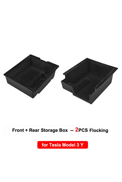 Choice8 2 Pcs Flocking Storage Box for Tesla Model Y 2020-2024 Model 3 2019-2...