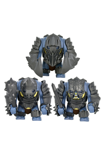 Choice14 3pcs Medieval Orc Warrior Soldier LOTR Big Figure Uruks Warg Chariot...