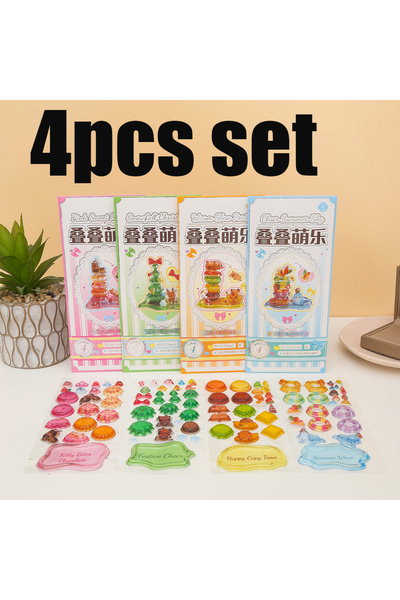 choice2 4pcs set Cute 3D Crystal Stickers Fun Stacking Series Children's Toys...