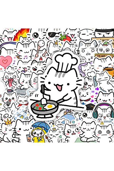 Choice 50pcs 50pcs Line Kitten Daily Graffiti Sticker Cute Cat Cartoon Decal ...