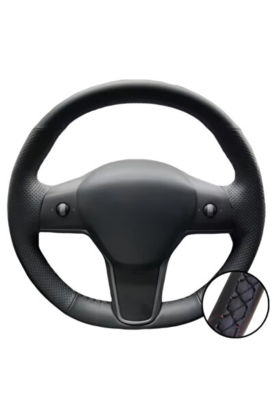 Choice Black Thread Hand Stitched Black Non-slip Microfiber Leather Model Y 2...