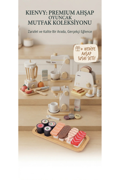 Genel Markalar Kienvy Premium Ahşap Mutfak Koleksiyonu + HEDİYE Ahşap Sushi S...