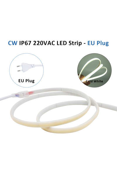 Choice26 2m CW with EU Plug 220V IP67 Waterproof COB Led Strip 3000K 4000K 60...