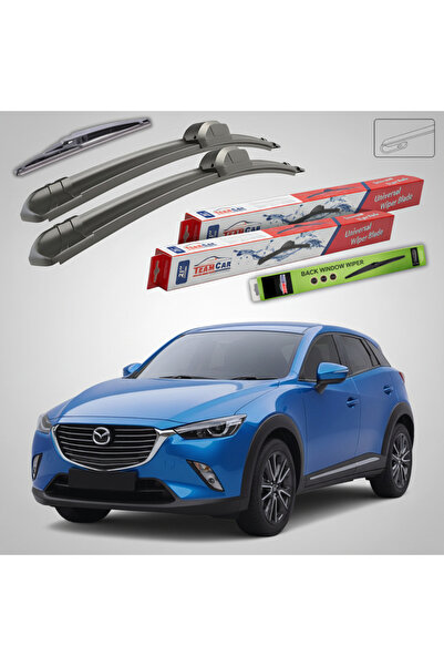 TEAMCAR Windshield Wipers Mazda CX-3 DK 2015-2018 Front and Rear Set Flat