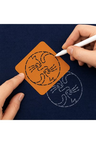 BESİNG Șablon de broderie cu model de pisică Sashiko1