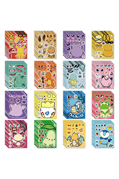 Choice 16Sheets 8/16sheets Cute Pokemon Anime Puzzle Stickers Pikachu Make a ...