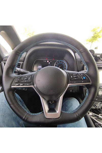 choice2 Red Thread Customized Car Steering Wheel Cover Non-slip Leather Braid...