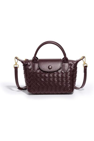 GENERAL Wy Jiegoo Small Size Top Handle Braided Leather Handbag Fashionable W...