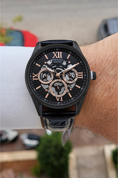Ferrucci Numerals Bronze Cord Black Color Indicators Active 45 mm Men's Wrist...