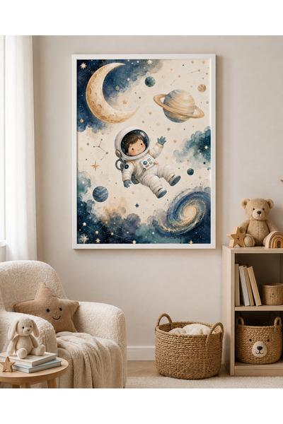 Miutic Print Studio Tablou Decorativ pentru Copii cu Astronaut și Planete – D...