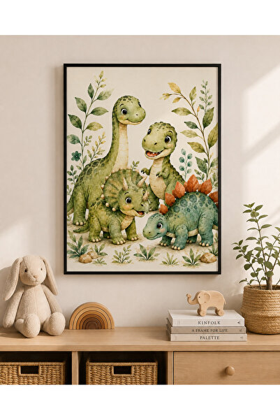 Miutic Print Studio Tablou Decorativ pentru Copii cu Dinozauri și Vegetație –...