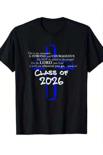 29CUN Men's Class Of 2026 T-Shirt - Retro Verse Tee With Cursive Lettering & ...