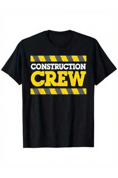 21JNRY Men's Construction Crew Graphic T-Shirt - 100% Cotton, Black Short Sle...