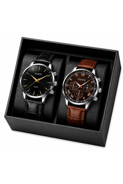 Gaiety Set 2 Ceasuri Bărbați Premium – Curea Piele, Design Elegant, Cadou cu ...