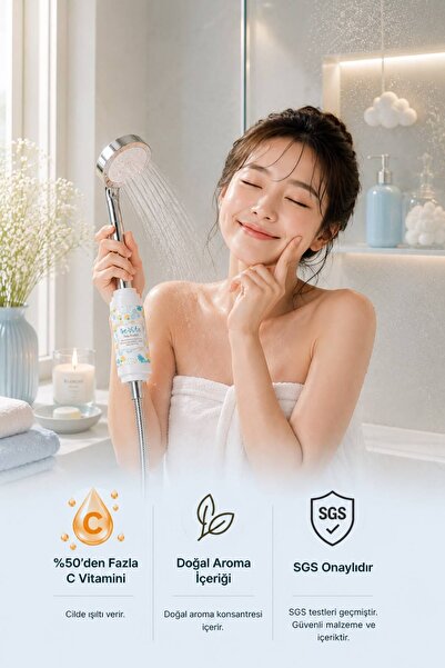 Be-Vita Pure, Baby Powder ve White Musk Duş Filtresi - Saç Dökülme Karşıtı, Cilt Besleyici Klor ve Kireç Arıtıcı Duş Filtresi