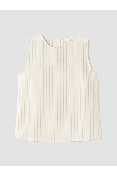 LC Waikiki Beige Plus Size Striped Blouse