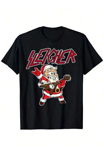 21JNRY Sleigher Claus Metal Christmas Funny Hail Santa T-Shirt, Suitable For ...