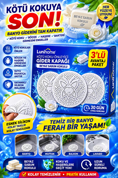 Lunihome 3 Adet Beyaz Sabun Kokulu Kötü Koku Önleyici Gider Kapağı – Silikon ...