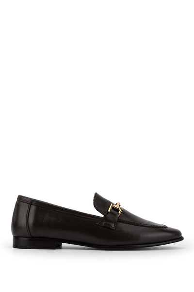Tamer Tanca Women's Genuine Leather Brown Loafer Shoes