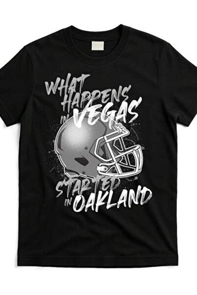 21JNRY تي شيرت بطباعة "What Happens Vegas Started In Oakland" - تي شيرت أسود ...