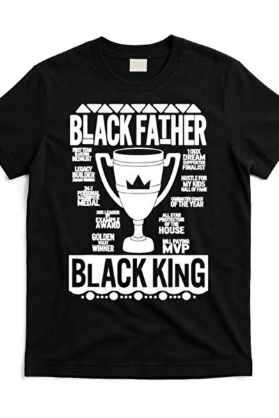 21JNRY تي شيرت بتصميم Black Father King Graphic - Best Dad Ever MVP، 100% قطن...
