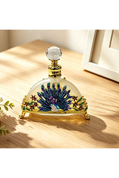 ARIANA 20ml Luxury Empty Perfume Bottle, Peacock Motif, Vintage Style, Gold M...