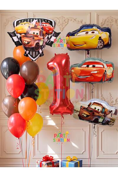 Parti Station Cars Themed Cars Lightning Mcqueen Concept 1 Year Old Balloon S...