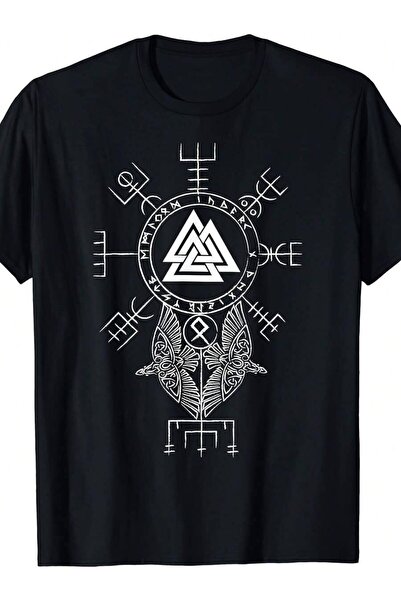 kai22 Viking Norse Symbol Graphic T-Shirt For Men Vintage Compass 1pc