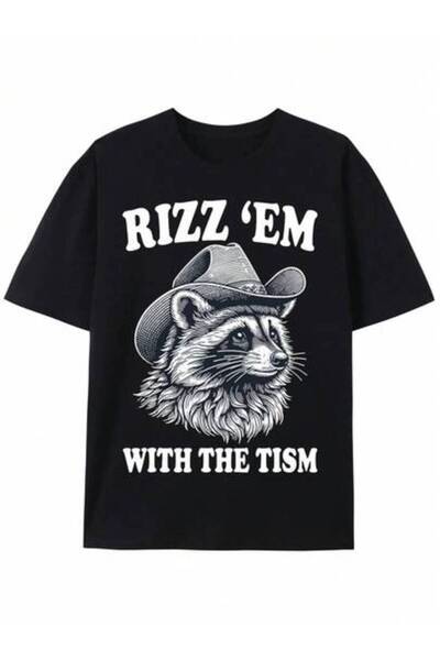 29CUN تي شيرت قطني مضحك بطبعة "Rizzem With The Tism" - مستوحى من موسيقى الهيب...