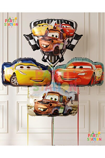 Parti Station Cars Themed Cars Lightning Mcqueen Concept Balloon Set 4 Pieces...