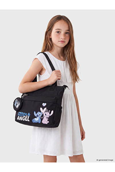 LC Waikiki Stitch and angel printed girl's shoulder bag