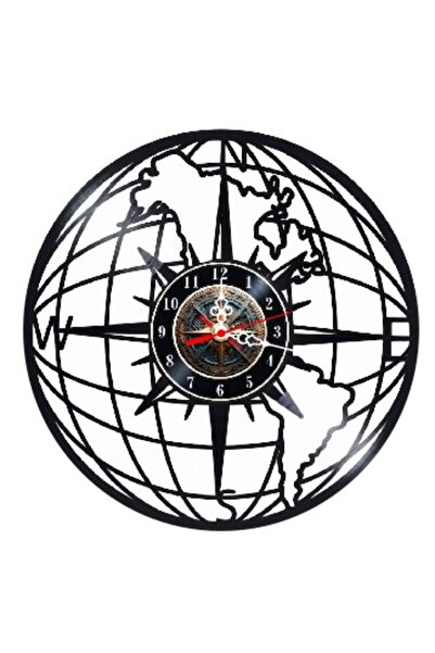 OEM Decorative Wall Clock made from Vinyl Record, World Map Wind Rose Model, ...