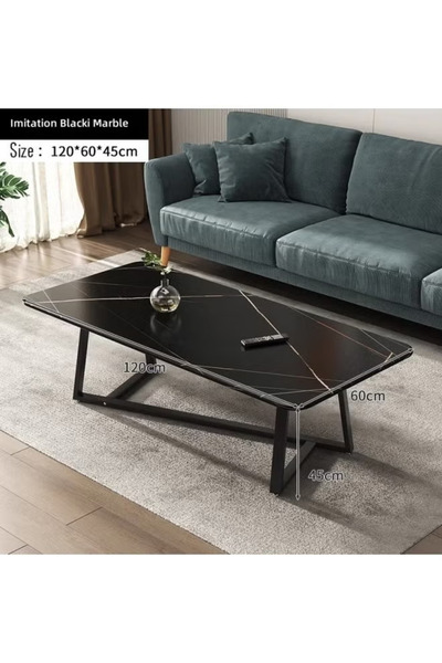 GGEROU Coffee Table Large Capacity Table Storage Simple Living Room Table Modern Tea Table Small Unit Square Living Room Simple Small Tea Table Design(Imitation Blacki Marble)
