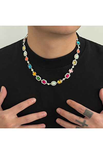 Choice Silver Color 1 Ingemark Hip Hop Colorful Rhinestone Necklace Bracelet ...