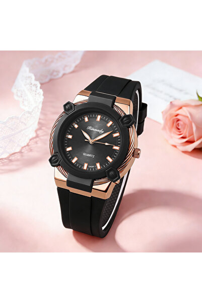 Choice black Fashion Popular Women Ladies Temperament Casual Silicone Quartz ...