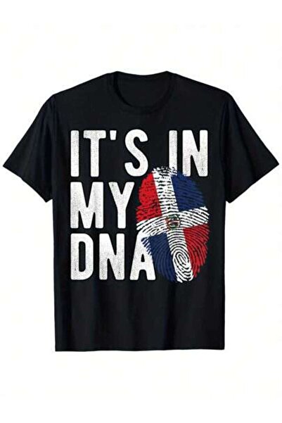 21JNRY تي شيرت It'S In My DNA ذو الرقبة المستديرة من القطن بنسبة 100%، مناسب ...