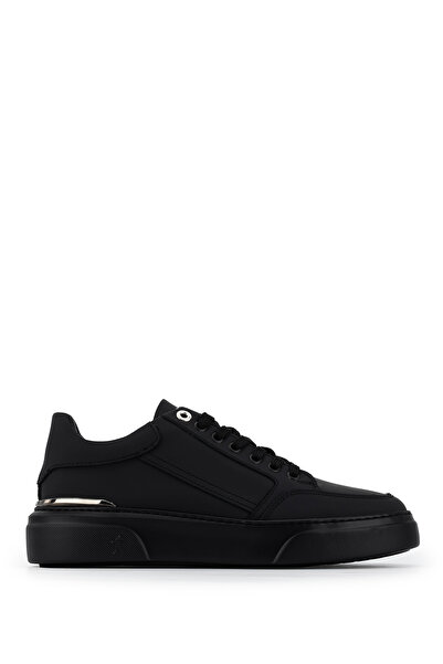 Tamer Tanca Men's Genuine Leather Black Sneakers & Sports Shoes