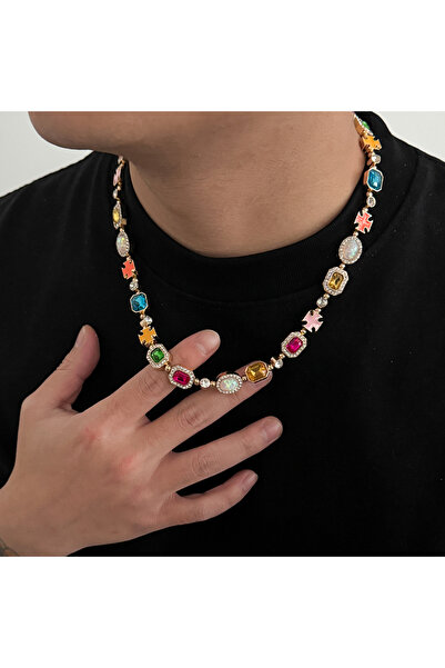 choice2 Gold Color 1 Ingemark Hip Hop Colorful Rhinestone Necklace Bracelet J...