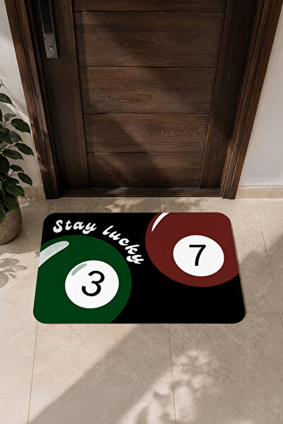 Stay Lucky Bilardo Temalı Dekoratif Kapı Önü Paspası