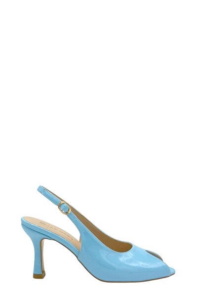 Moulin Shoes Blue Patent Leather Open Toe Heeled Women's Shoes