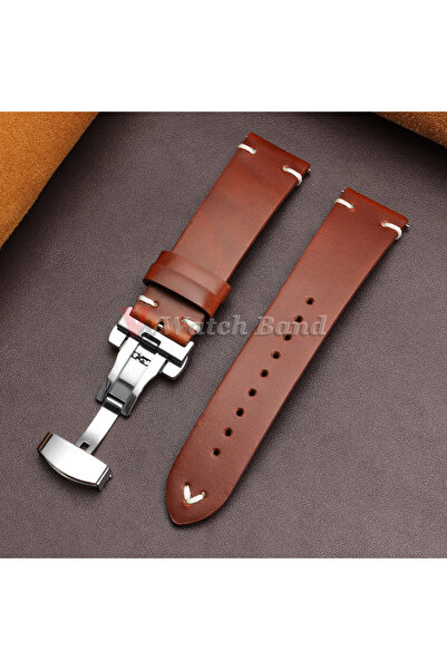Choice 18mm LightBrown Vintage Oil Wax Leather Watch Band 18mm20mm 22mm Brace...