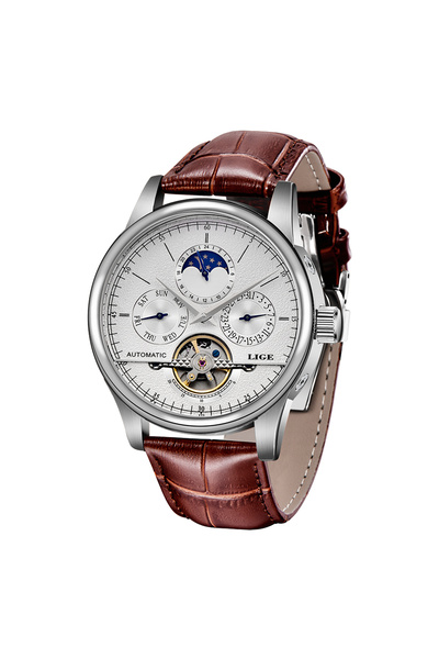 Choice3 LIGE Silver white LIGE Brand Classic Mens Retro Watches Automatic Mec...