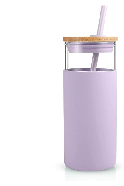 GENERAL Trunko 20oz (600ml) Glass Tumbler with Straw and Bamboo Lid and Silic...