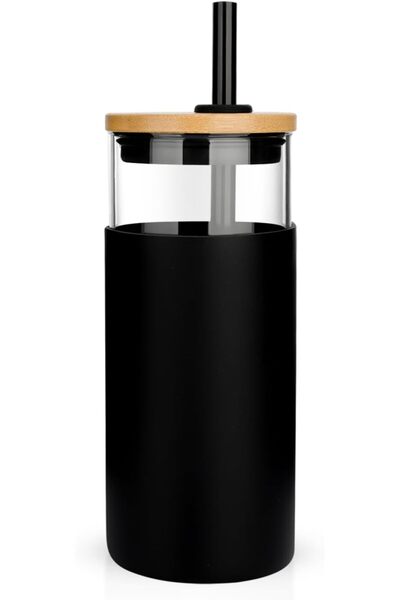 GENERAL Trunko 20oz (600ml) Glass Tumbler with Straw and Bamboo Lid and Silic...