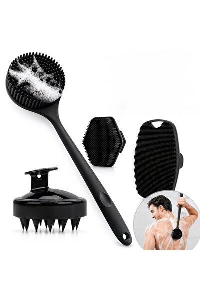 Choice 4Pcs 7/4/3Pcs Shower Body Care Set Long Handle Silicone Back Brush Hai...