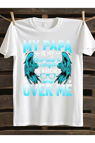 21JNRY Papa Is My Guardian Angel - Funny Fathers Day Novelty Awesome Graphic ...